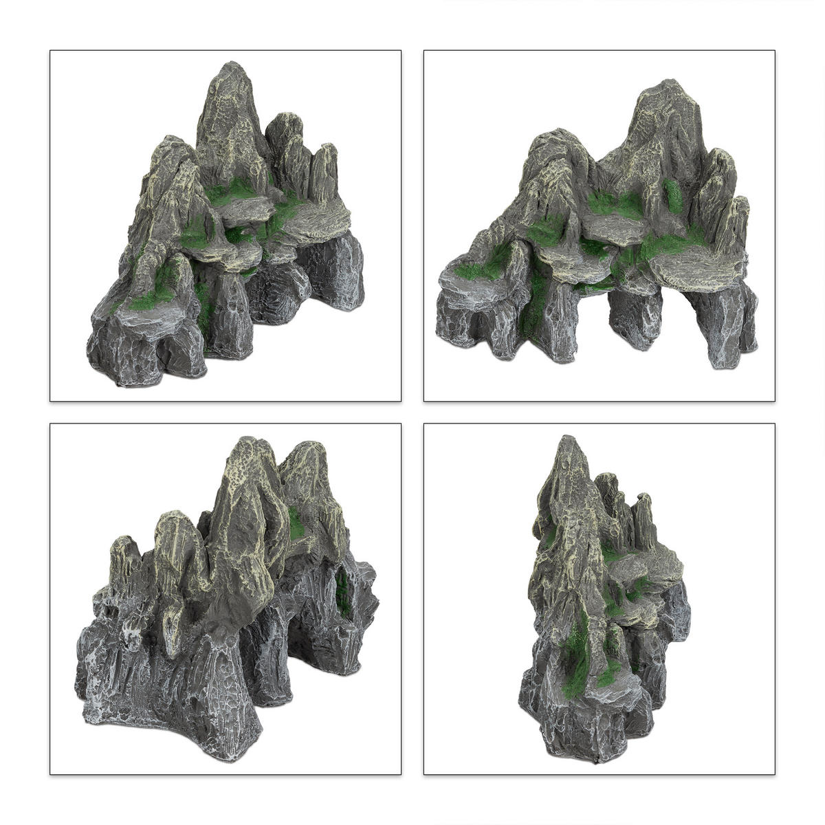 DEKORAČNÉ skaly do akvária - sivá, plast (24/21/14cm) - Relaxdays