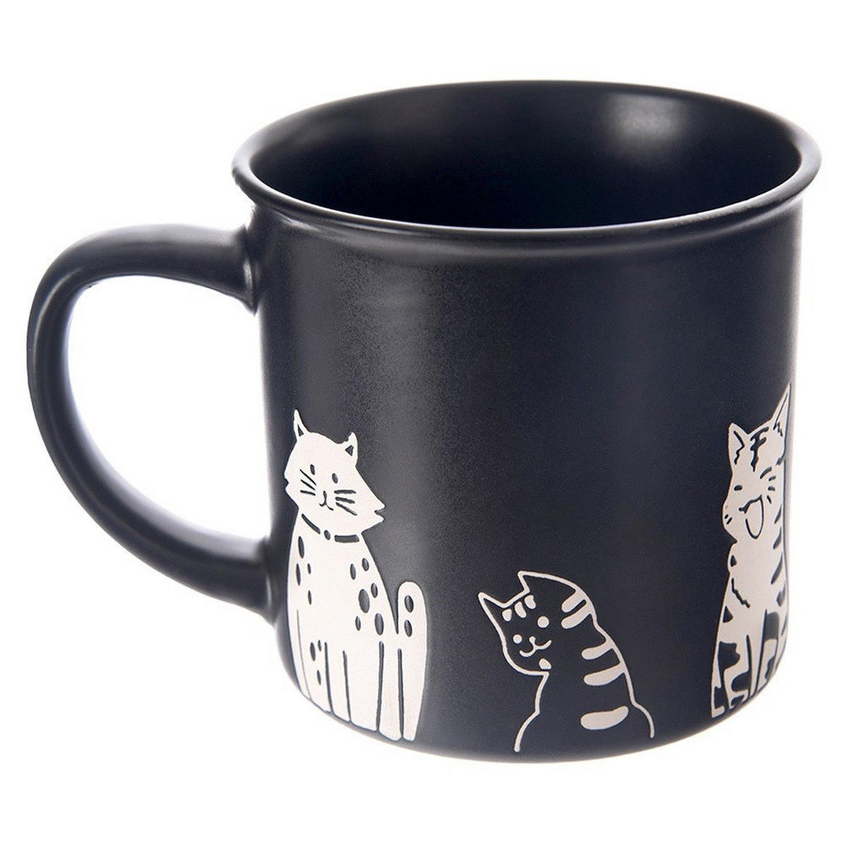KERAMIKBECHER KATZE, Keramik, schwarz, 500 ml - Beige, Keramik (0.5L) - Orion 