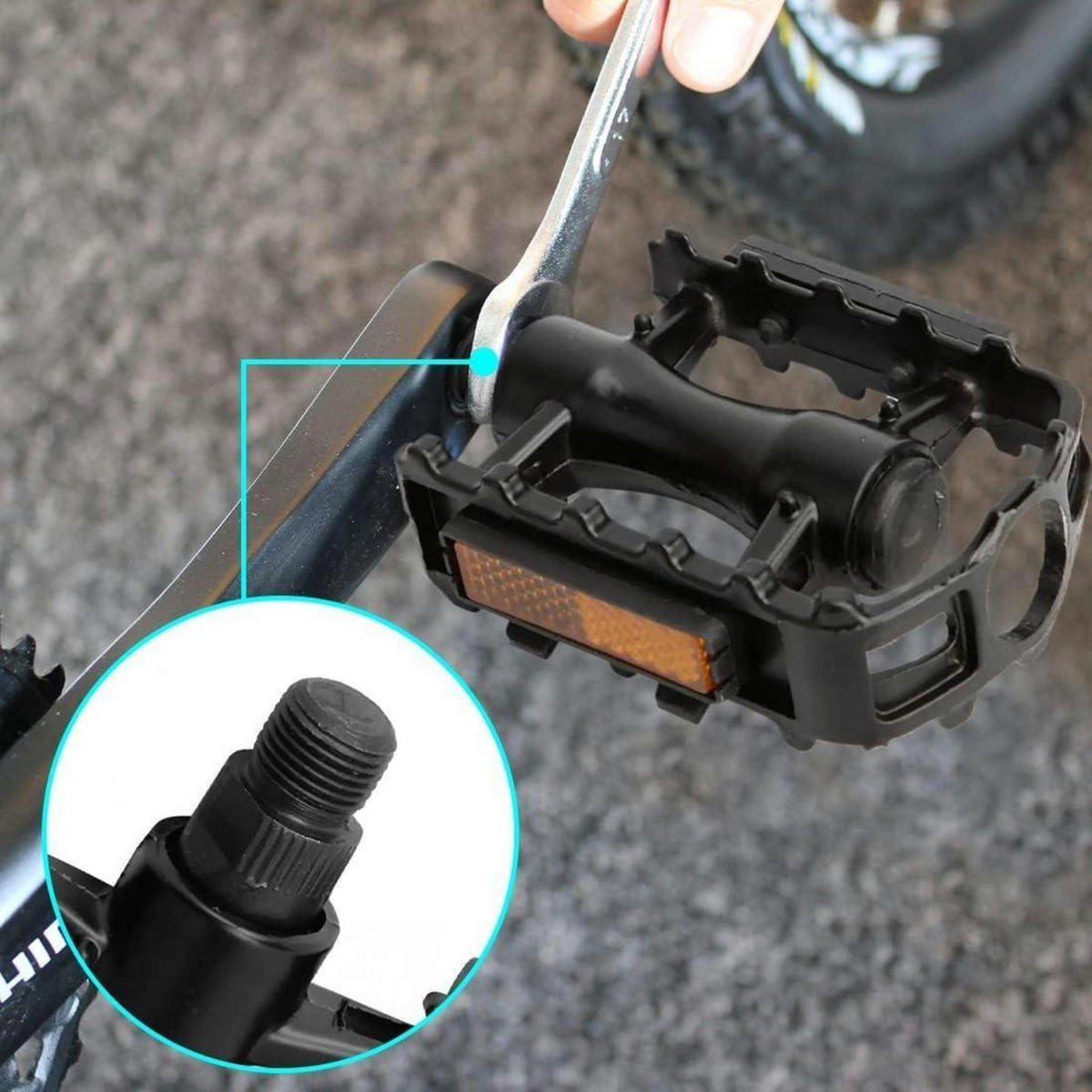 FAHRRAD Pedale 1 Paar Schwarz 9/16 Zoll mit Reflektoren Aluminium - Schwarz, Metall (7/1.5/11cm)
