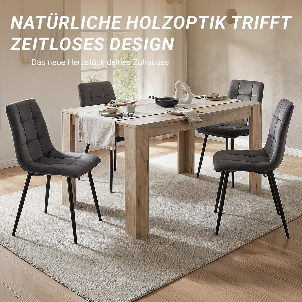 ESSTISCH in Eiche Grau 135/80/75 cm - Grau, Holz (80/135/75cm) - Homestyle4u