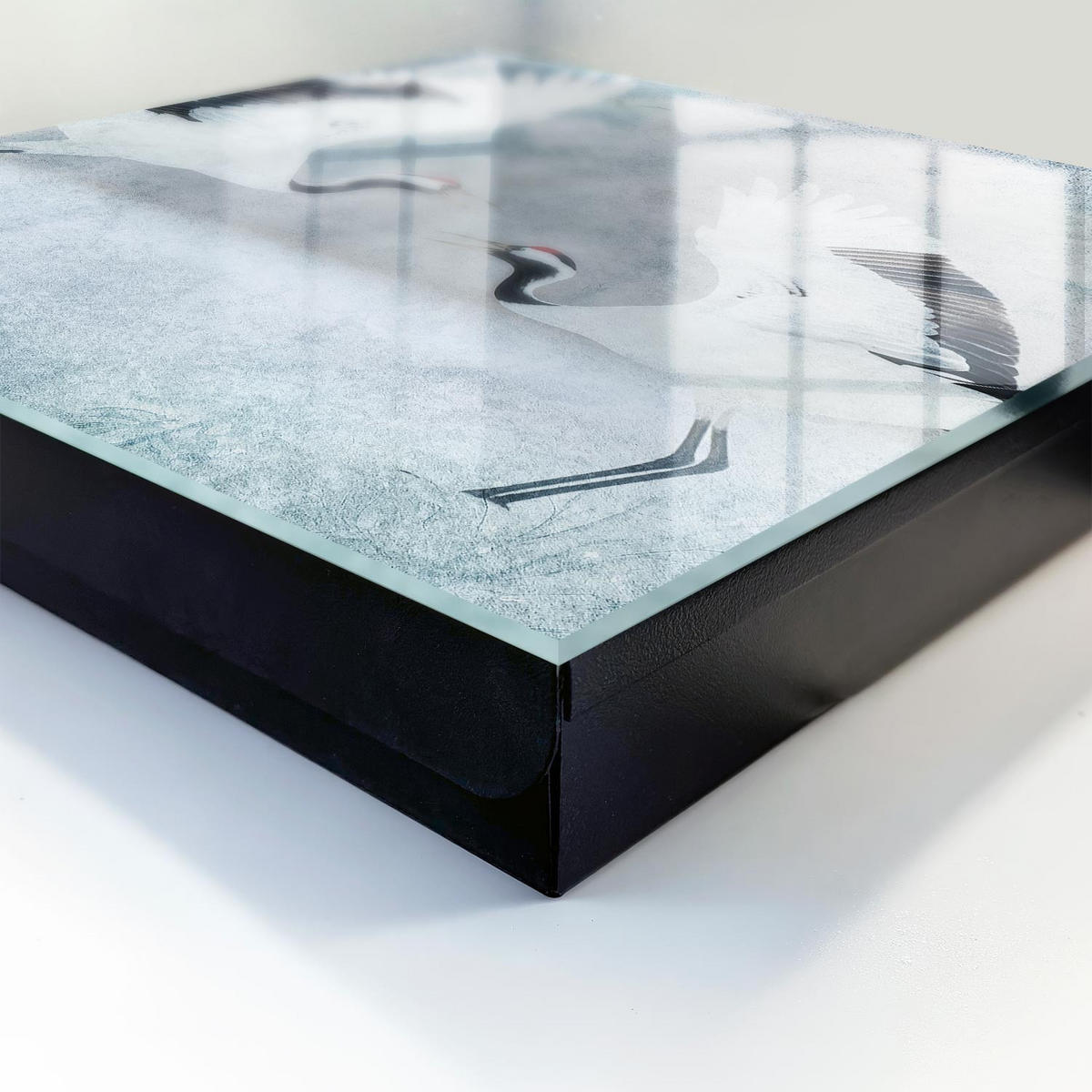 SCHLÜSSELBOX Schwarz 30x30 cm- Türöffnung nach rechts - Kraniche im Flug - Weiß, Metall (30/30/5cm) - TULUP