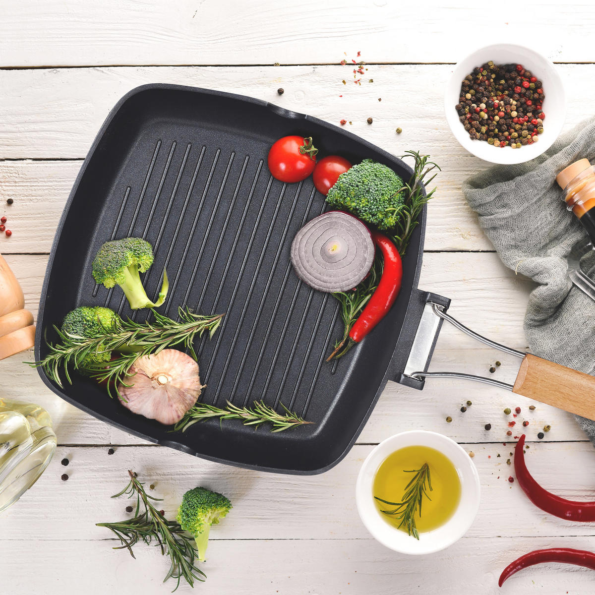 GRILLFPANNE - Schwarz, Holz/Metall (50/29/6cm) - Relaxdays