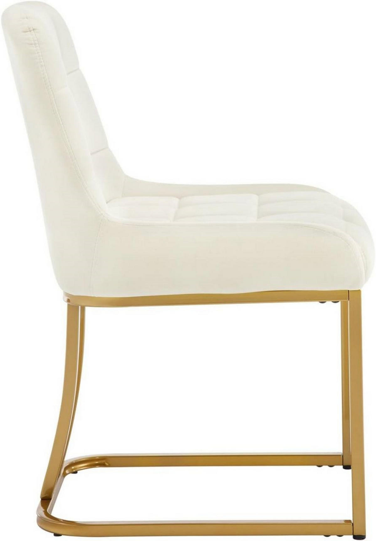 ESSZIMMERSTUHL 6er Set Beine in Bogenform, Samt, Creme - Goldfarben/Creme, Kunststoff/Textil (47.5/84/57.5cm) - Woltu