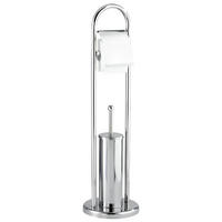 TOILETTENPAPIERSTÄNDER und Toilettenbürste Vasto 22/22/81 cm - Silberfarben, Metall (22/81/22cm) - Wenko