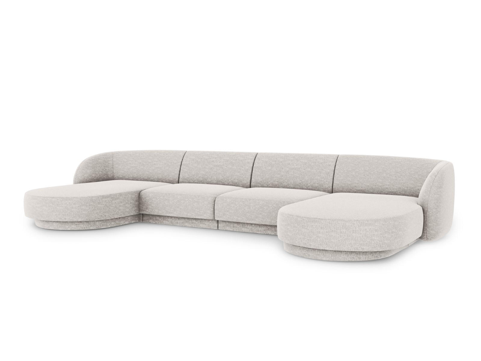 PANORAMASOFA Miley aus Chenille-Stoff hellgrau 5 Sitzplätze - Hellgrau, Textil (156/70/330cm) - Micadoni