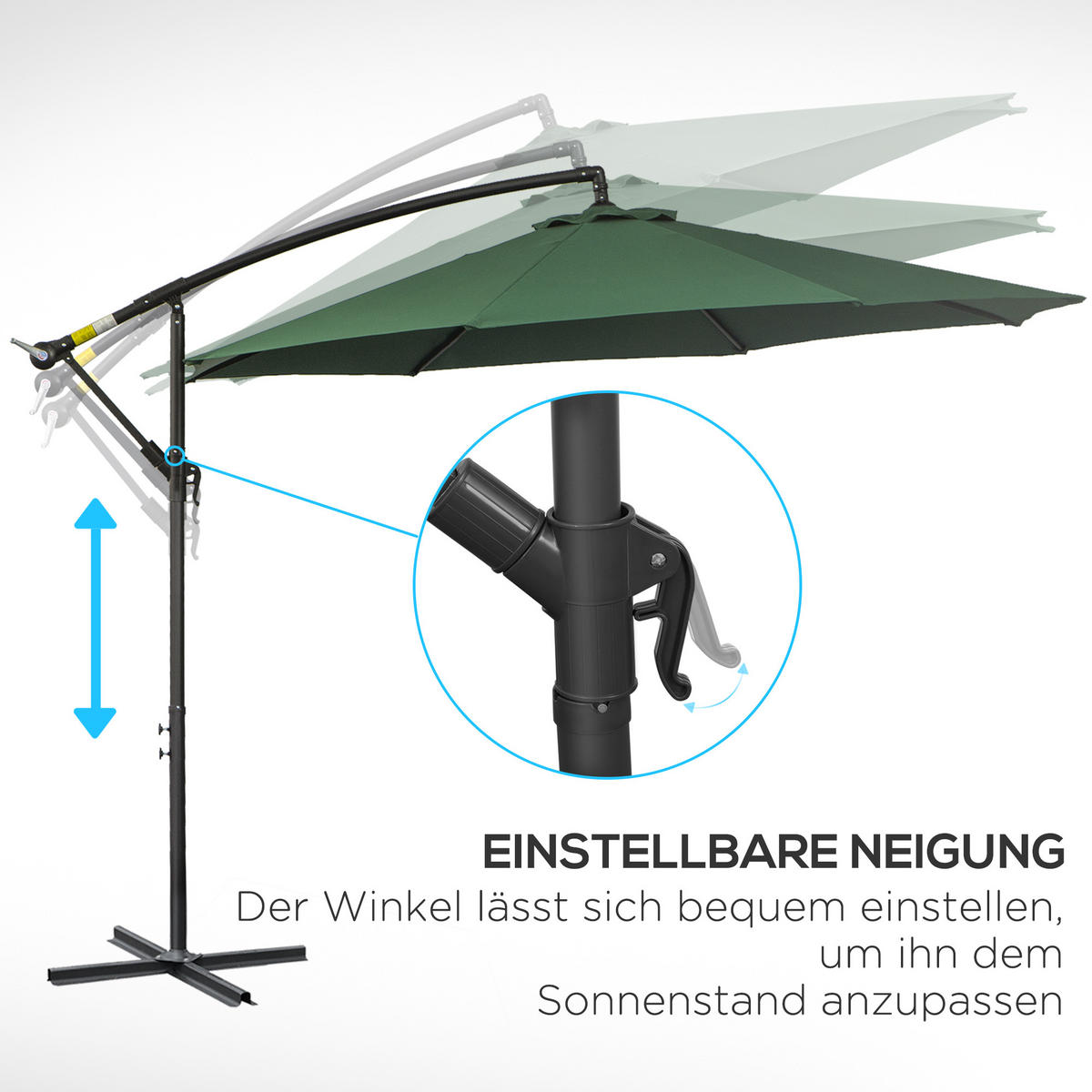 SONNENSCHIRM, Stahl, Polyester, Grün - Grün, Metall (2.5/2.95cm) - Outsunny