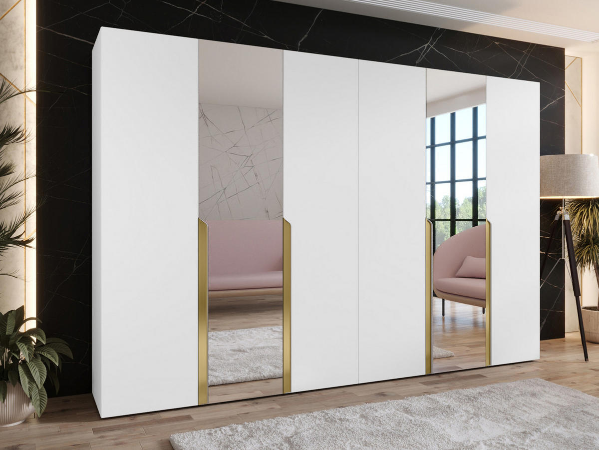 DREHTÜRENSCHRANK Mila II 300 - Goldfarben/Schwarz, Holzwerkstoff/Kunststoff (300/202/52cm) - MIRJAN24