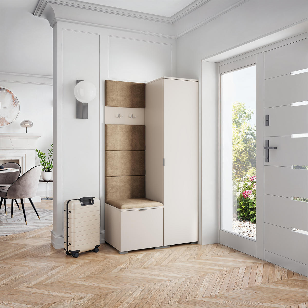 GARDEROBENSCHRANK LORI 95/181/51 cm Modern Garderobe-Set Kaschmir - Kaschmir/Beige, Holzwerkstoff (95/181/51cm) - MASSENO