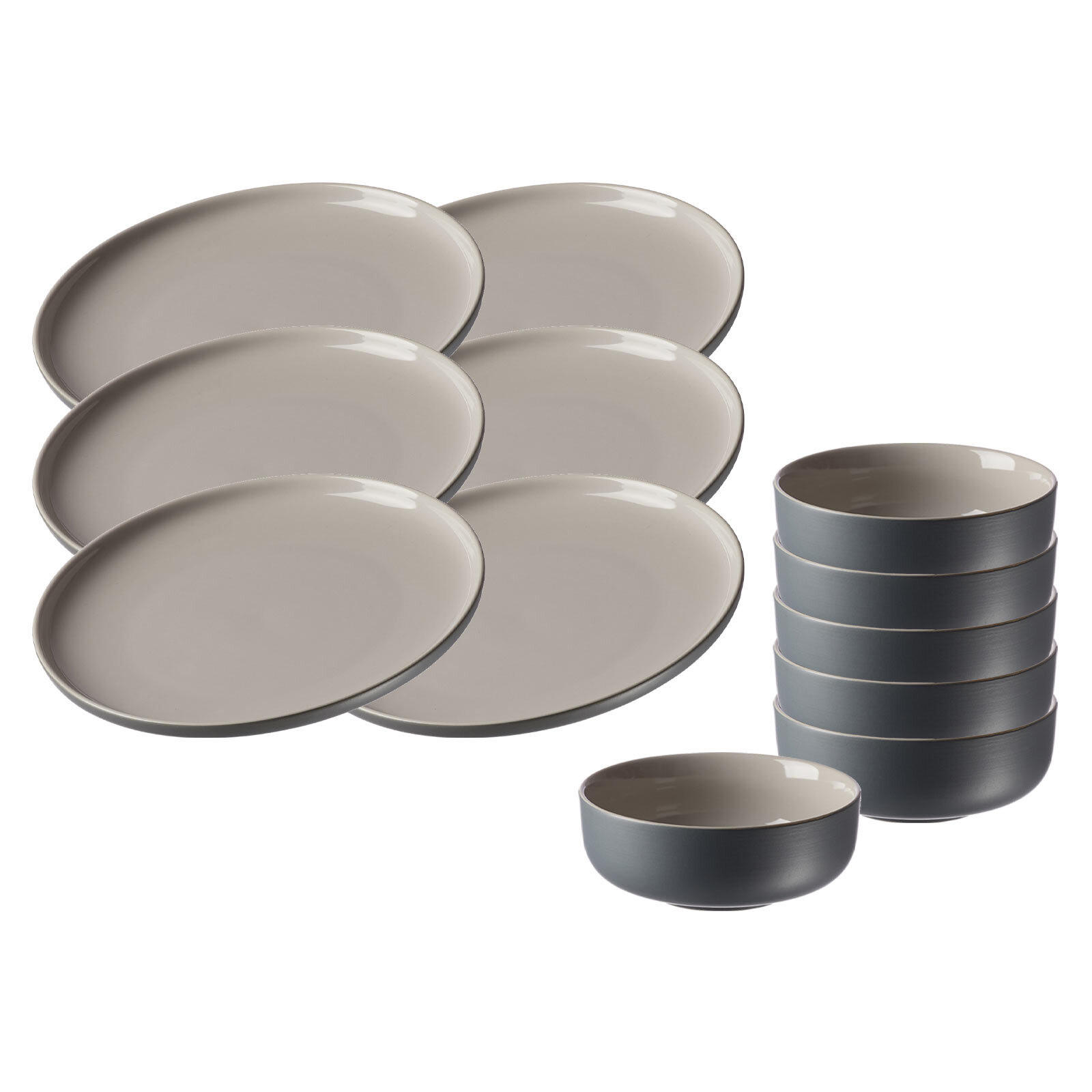 FRÜHSTÜCKSSET Jasper grau 12er Set - Grau, Keramik (1/1/1cm) - Ritzenhoff Breker