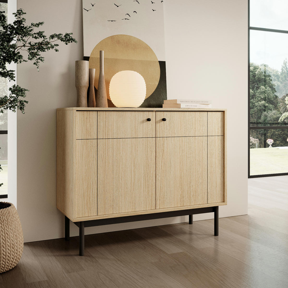 SIDEBOARD DIEPPE KOM1-2D Fräste Fronten, Eiche - Eichefarben, Holz/Holzwerkstoff (104/83/39cm) - Komodee