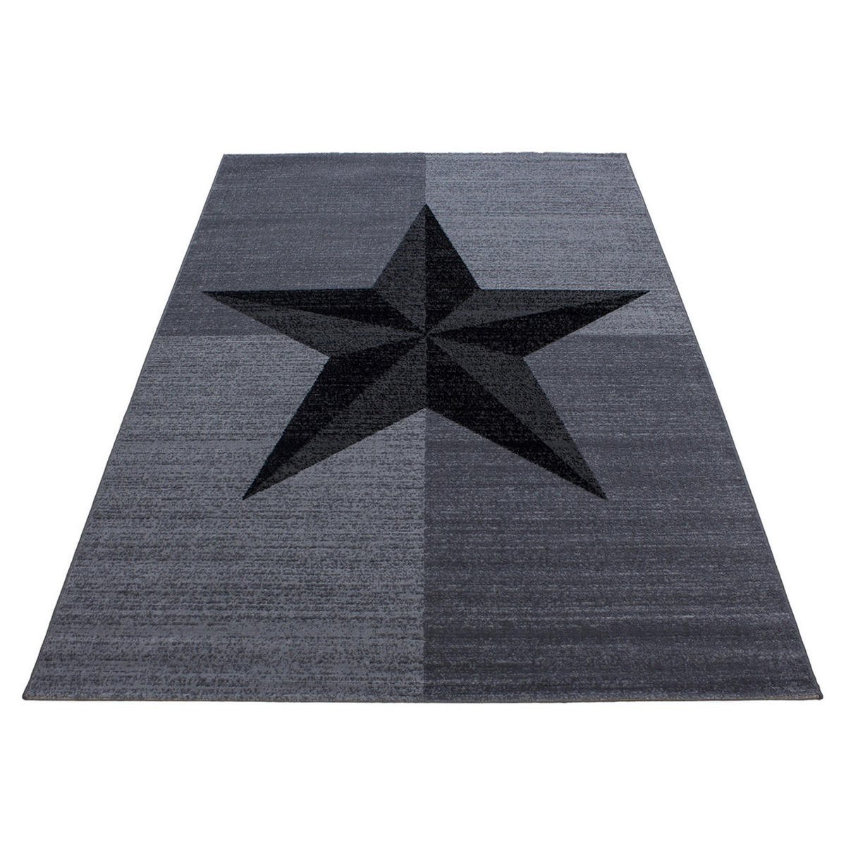 TEPPICH Kurzflor Sterne-Muster Polypropylen Wohnzimmer Grau Läufer 80x150 - Grau, Textil (80/150cm) - KADIMA DESIGN