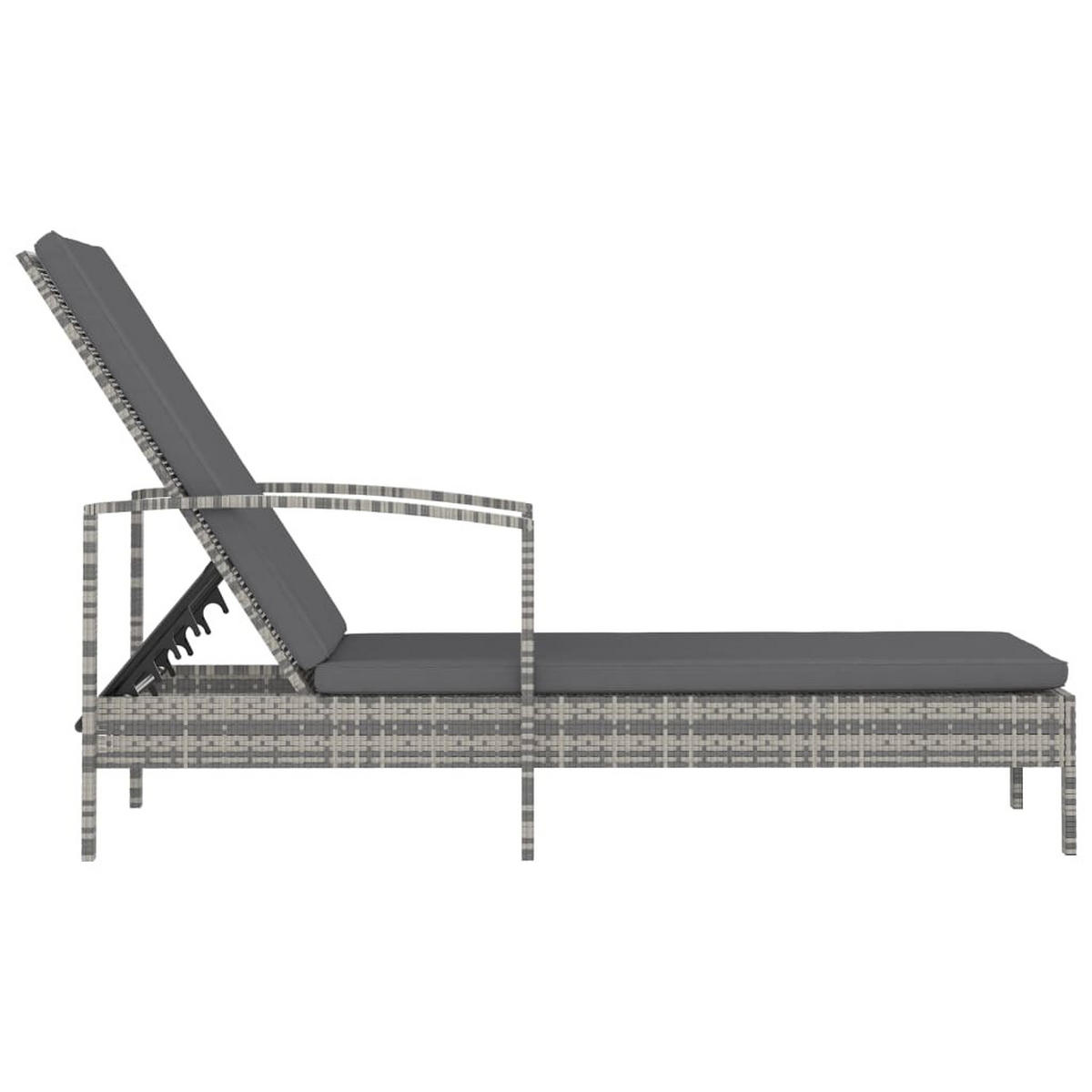 SONNENLIEGE mit Armlehnen Poly Rattan Grau - Grau, Holz (68/95/195cm) - furnicato