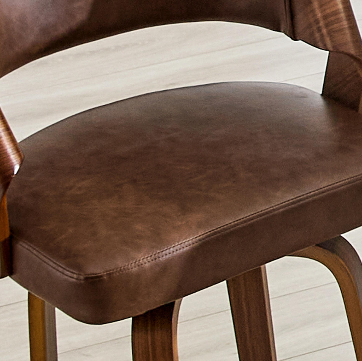 2ER-SET BARHOCKER mit Rückenlehne Braun Holz PU-Leder 95 cm - Braun, Holz (42/95/51cm) - Meubliv