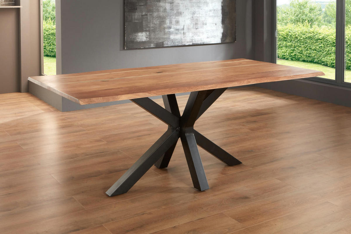 ESSTISCH SPYRO - Beige/Schwarz, Holz/Metall (100/260/76cm) - SAM