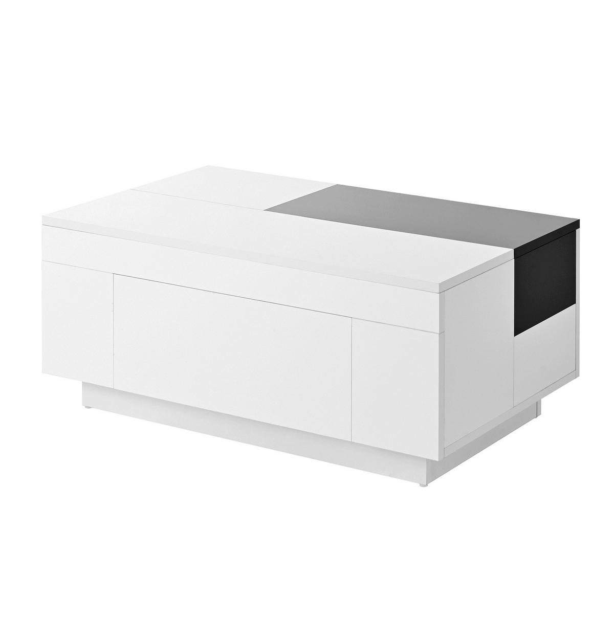 COUCHTISCH mit LED und Stauraum 80 x 50 cm MDF Black/White - Schwarz, Wellpappe (80/50/35.5cm) - Meubliv