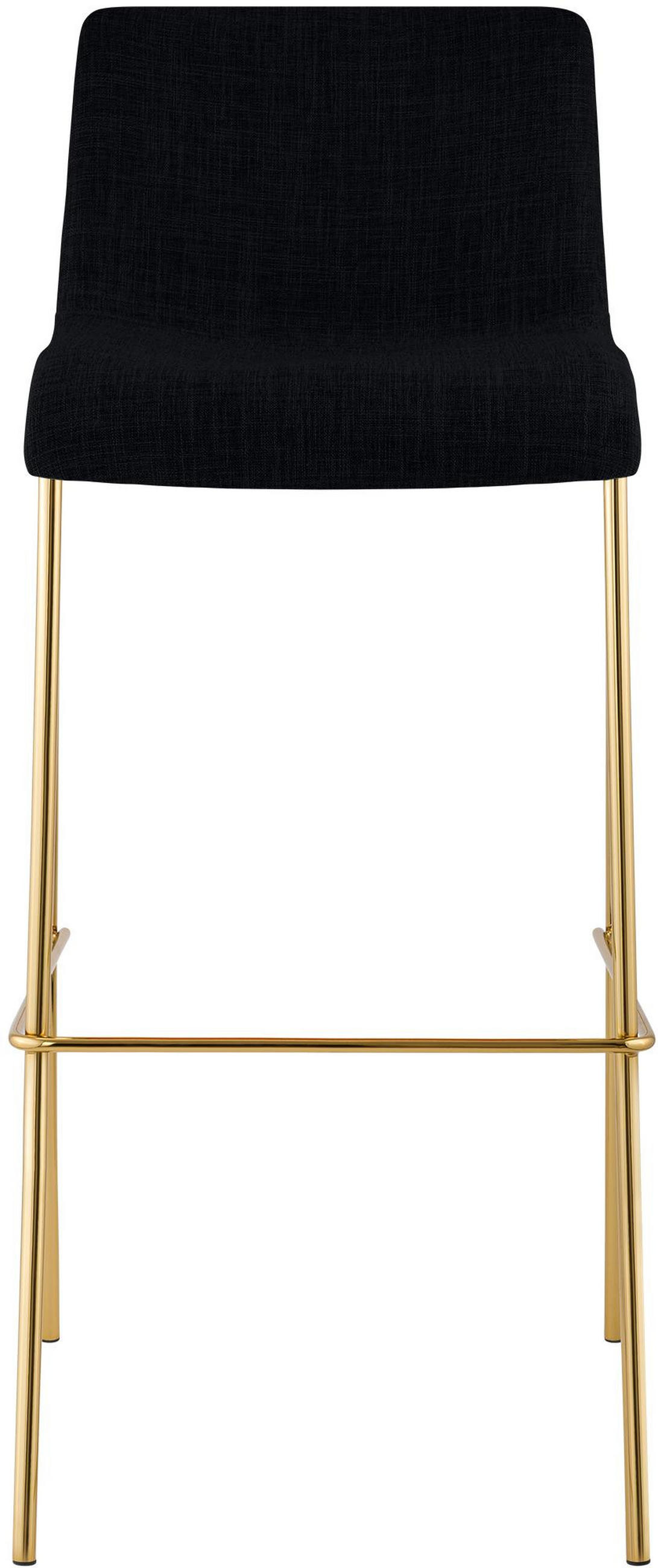 BARHOCKER Tenar Stoff Schwarz Gold - Schwarz, Textil (43/100/48cm) - DELUKE