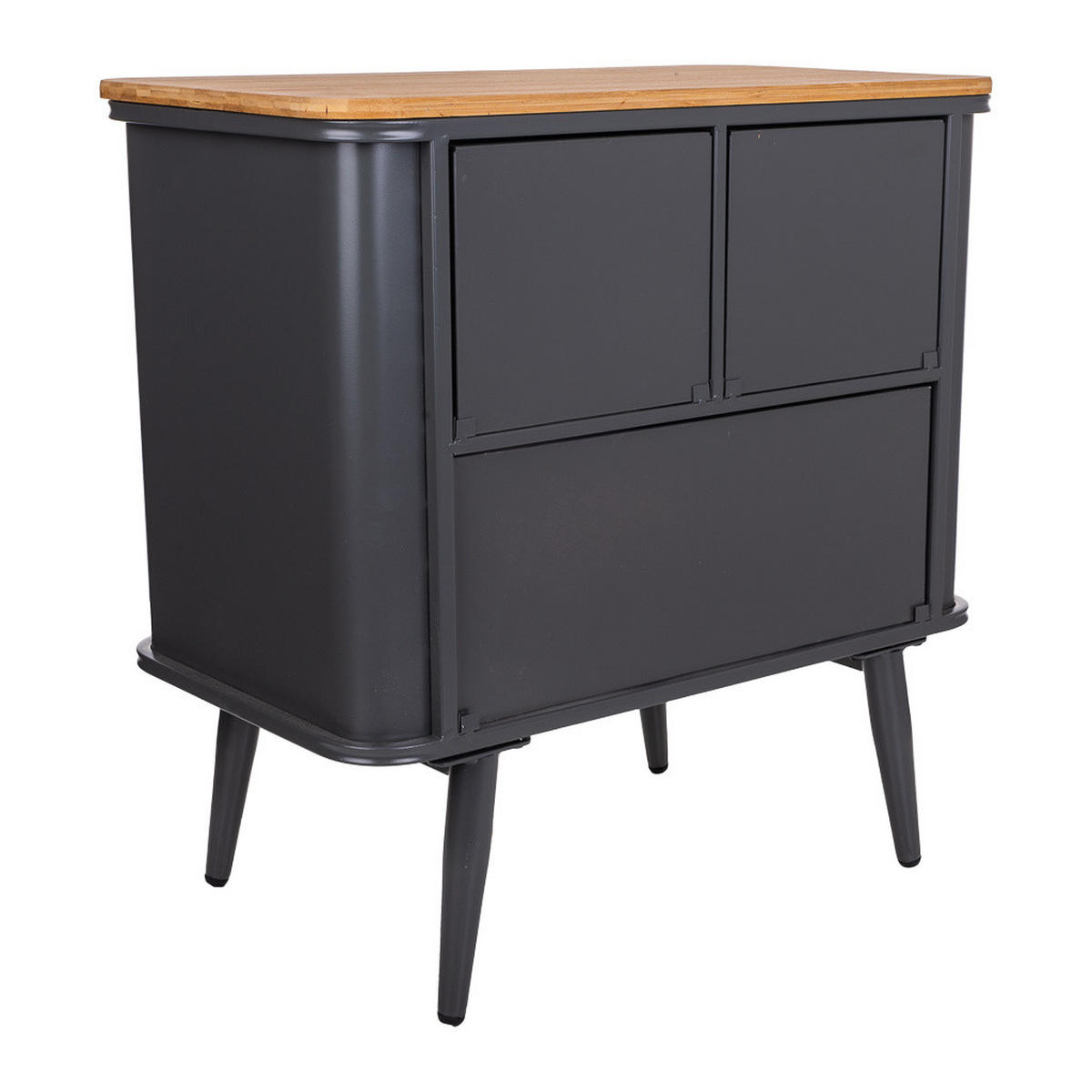 NACHTTISCH aus Metall und Holz, schwarz, 58x33x60cm - Multicolor, Metall (58/60/33cm) - Wanderlust