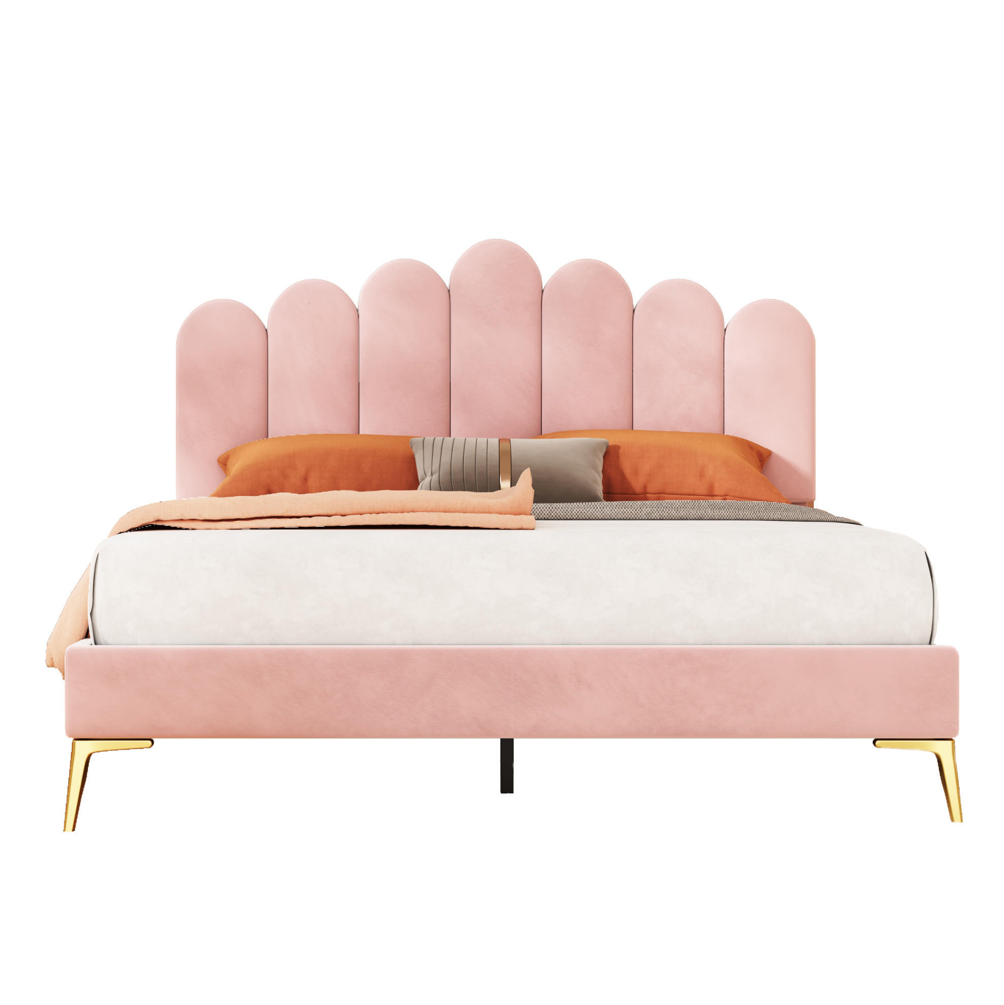 POLSTERBETT 140/200 cm Rosa mit verstellbarem Kopfteil ohne Matratze - Pink, Textil (140/200cm) - MIVRAY