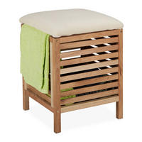 WÄSCHEKORB - Hellbraun, Holz/Textil (39/51/39cm) - Relaxdays