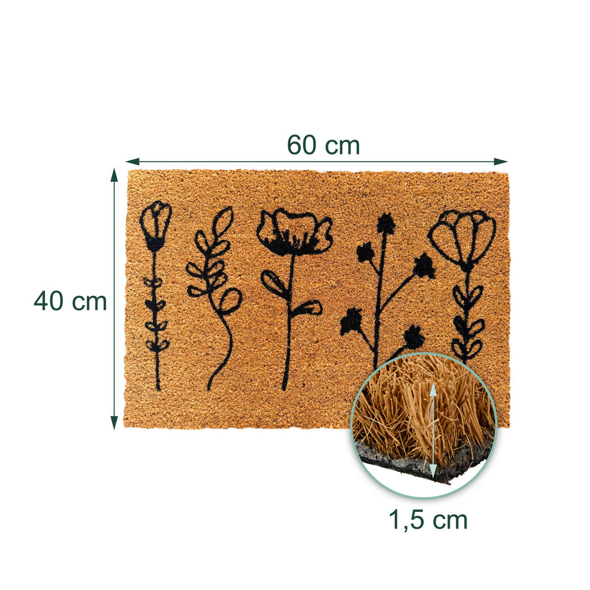 ROHOŽ - svetlohnedá, textil/plast (60/40cm) - Relaxdays