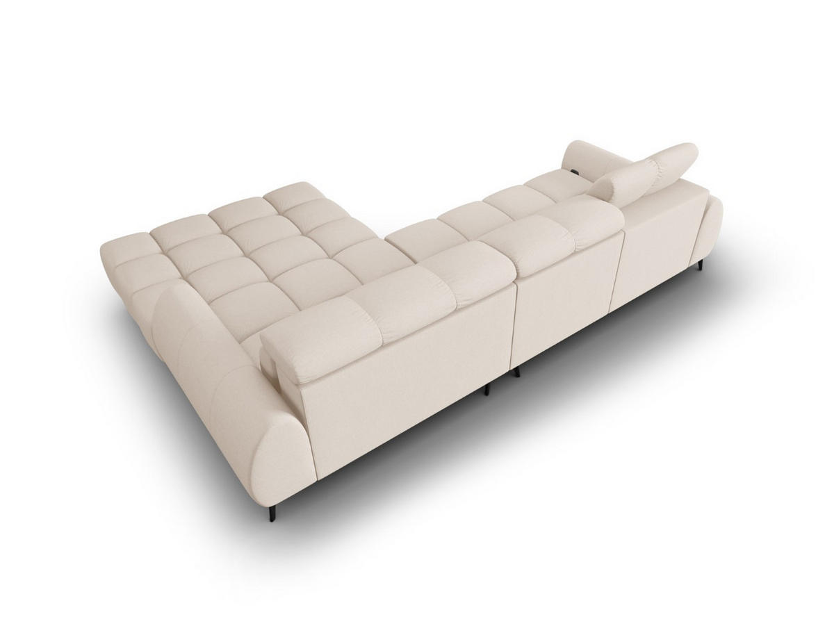 ELEKTRISCHES-ECKSOFA rechts Alyse aus strukturiertem Stoff leichtes beige 5 Sitzplätze - Beige, Textil (188/295cm) - Micadoni