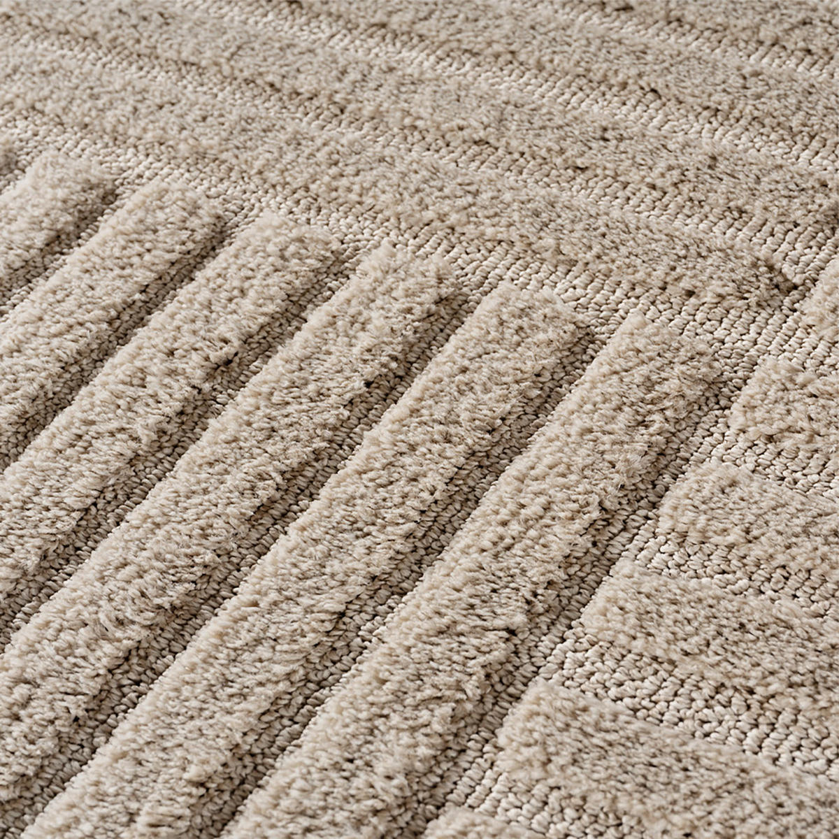 TEPPICH Hochflor RIGI in Beige, mit Cord-Streifen-Patchwork, 280 x 370 cm - Beige, Textil (280/370cm) - KADIMA DESIGN