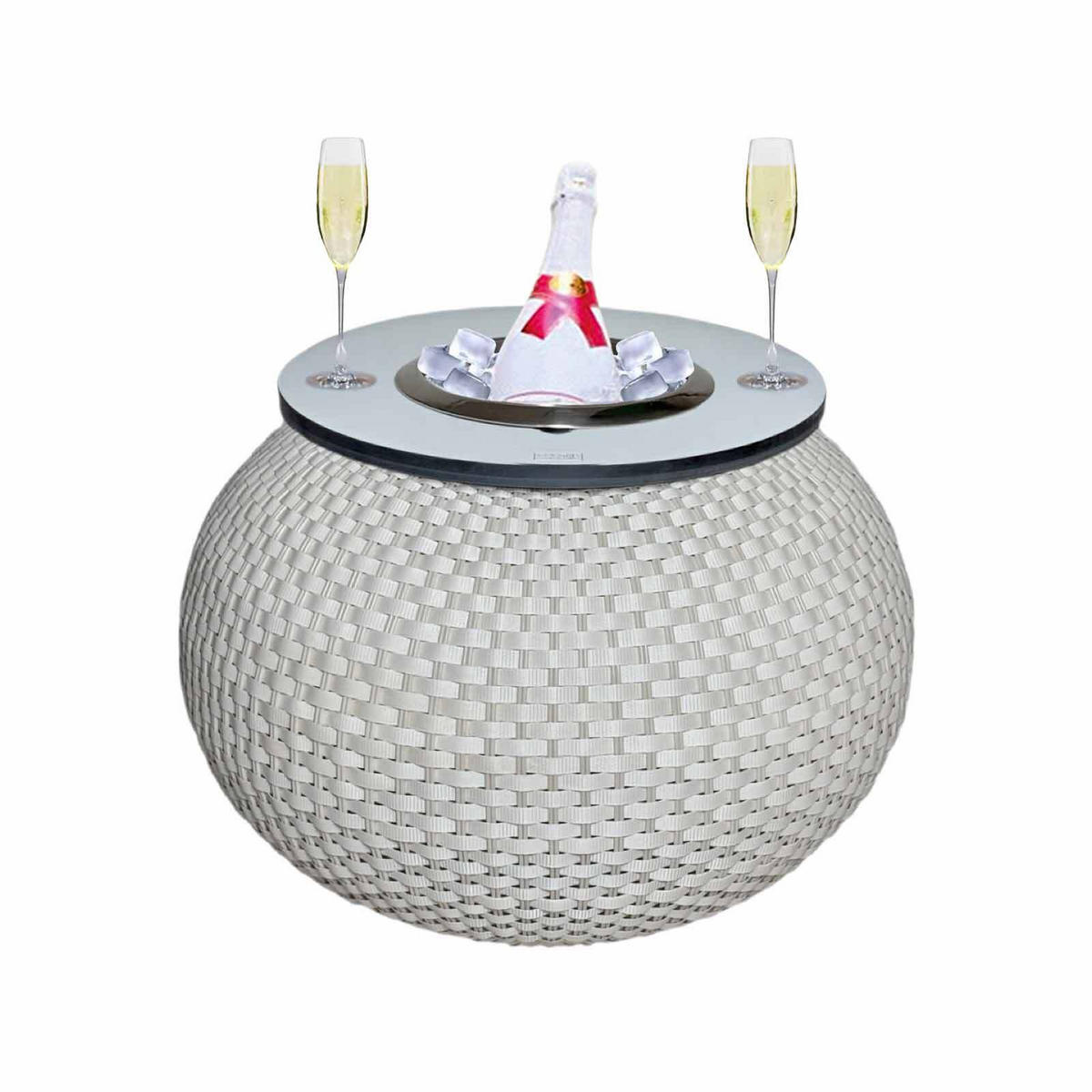 BEISTELLTISCH MIT EDELSTAHL-KÜHLER Milano Champagner 40 cm - Champagner, Kunststoff (55/55/40cm) - COOTAB Cooler Table