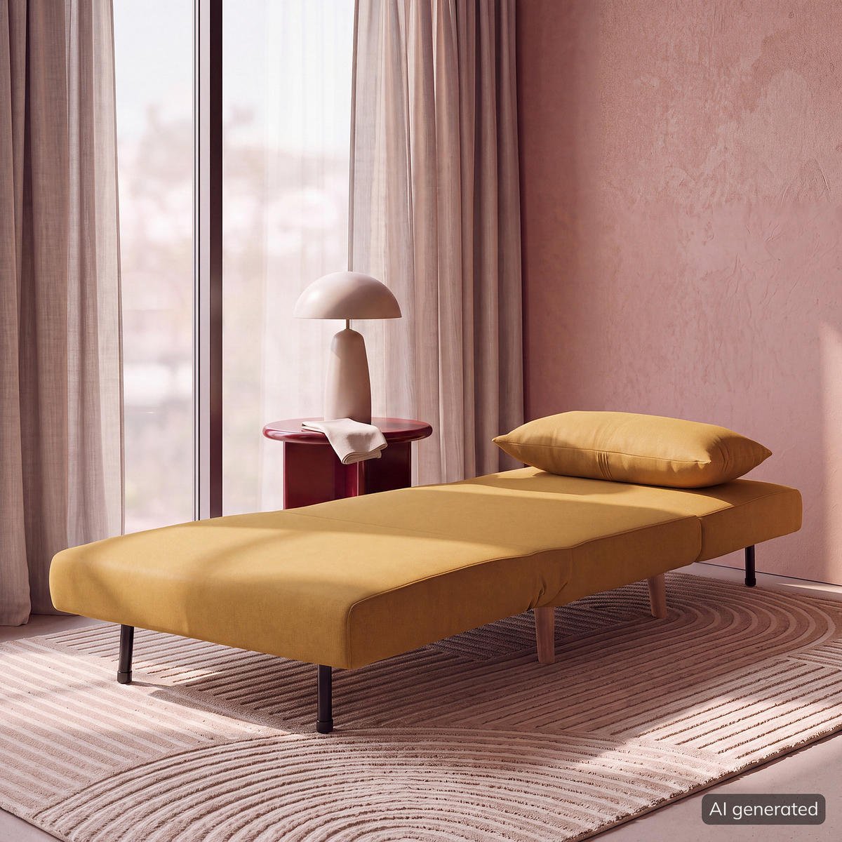 SCHLAFSESSEL - Textil / Teilmassivholz - Gelb/Buchefarben, Holz/Buchenholz (77/81/90cm) - home24