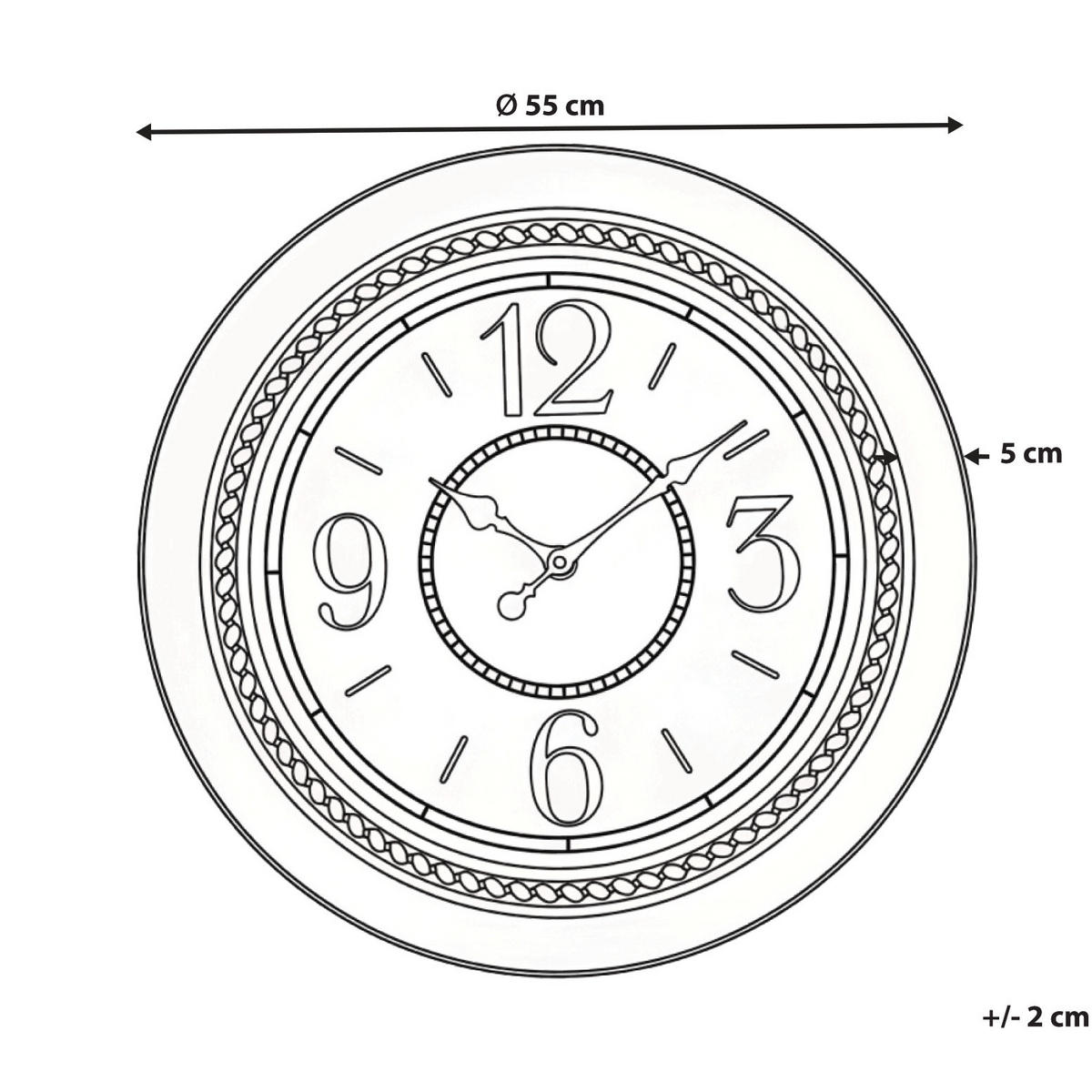 WANDUHR 55 cm Schwarz Alboi - Schwarz, Kunststoff (55/55/5cm) - Beliani