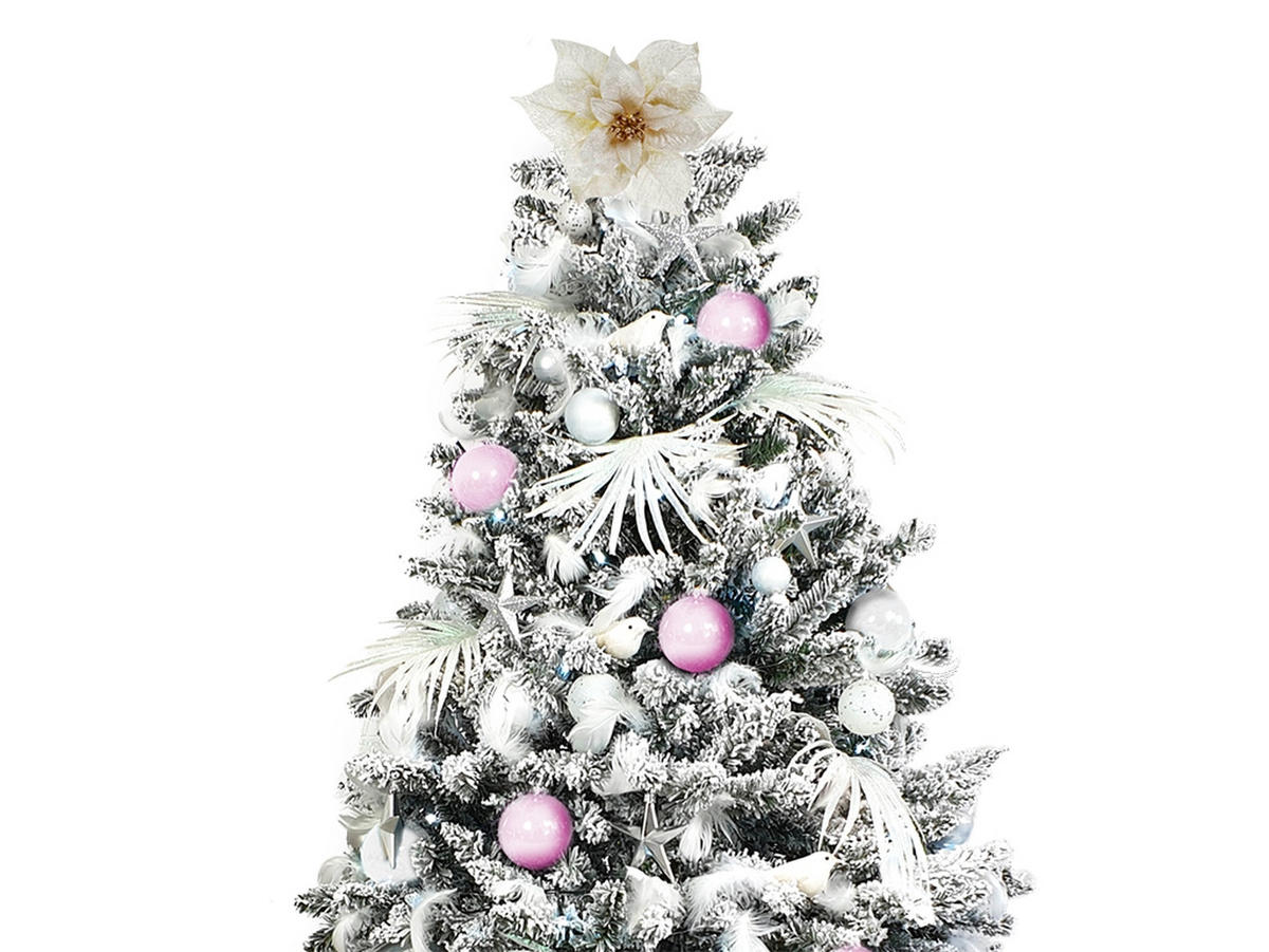 LAALU CHRISTBAUMKUGEL-SET 222 Stück im Karton POLAR PINK für Weihnachtsbäume 300-600 cm - Rot/Silberfarben, Glas/Kunststoff (60/50/80cm) - LAALU