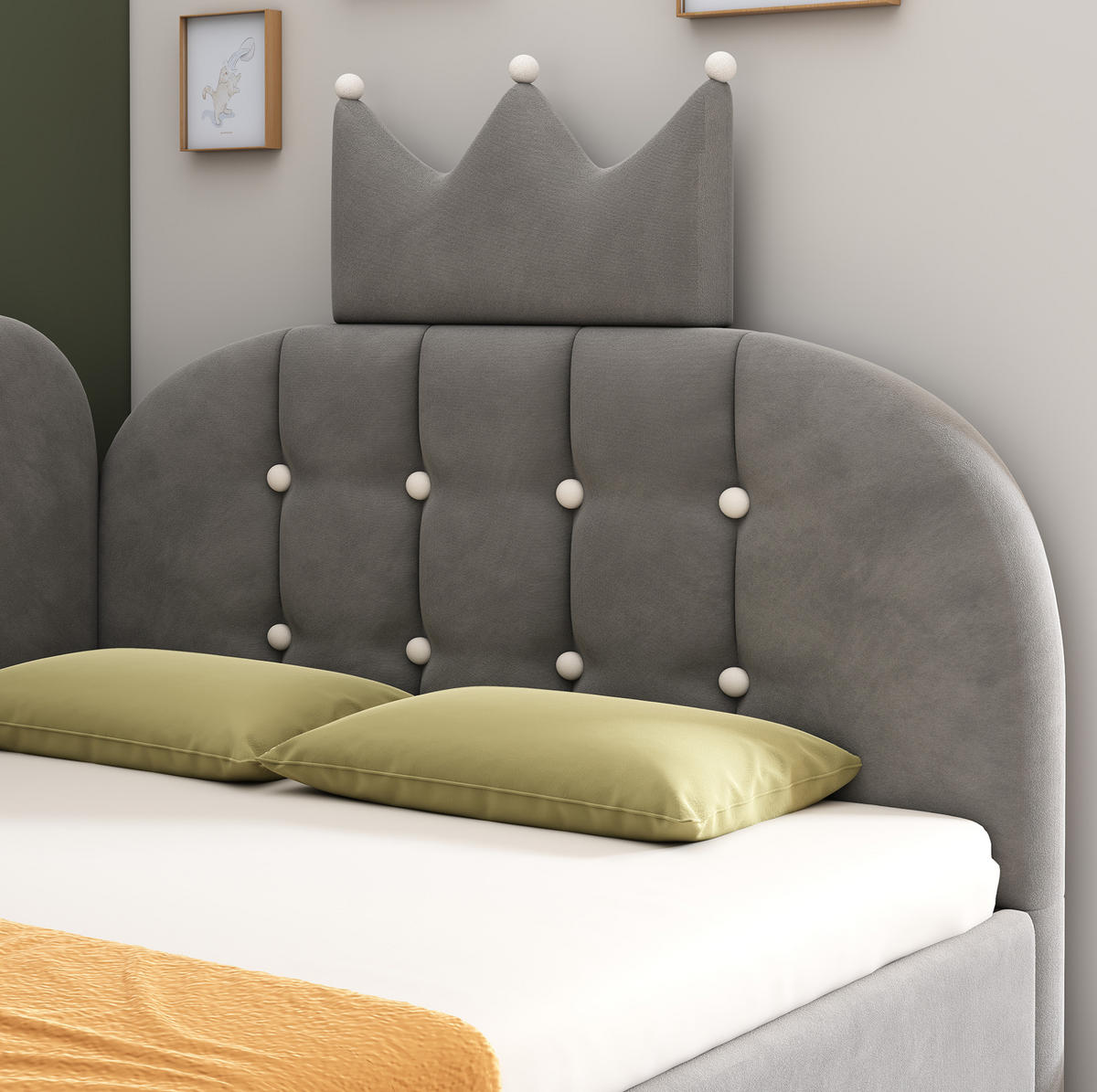 POLSTERBETT 90/200 cm Grau aus Samt mit Stauraum - Grau, Holz (90/200cm) - OKMYHOME