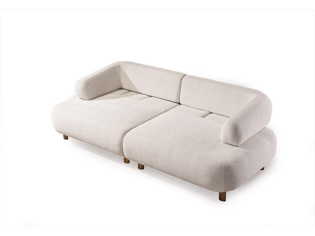 SOFA Barcelona 3-Sitzer Webstoff Creme - Beige, Holz/Textil (230/79/110cm) - Villa Möbel