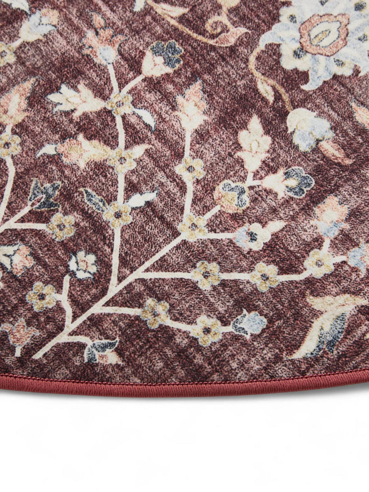 VINTAGE-TEPPICH George waschbar ø 120 cm rund - Bordeaux, Kunststoff (120/120cm) - benuta