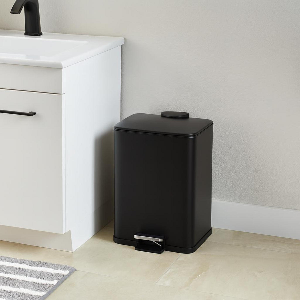MÜLLEIMER aus Metall Delta 20 l 33/31/44,5 cm - Schwarz, Metall (31/44.5/33cm) - Bathroom solutions