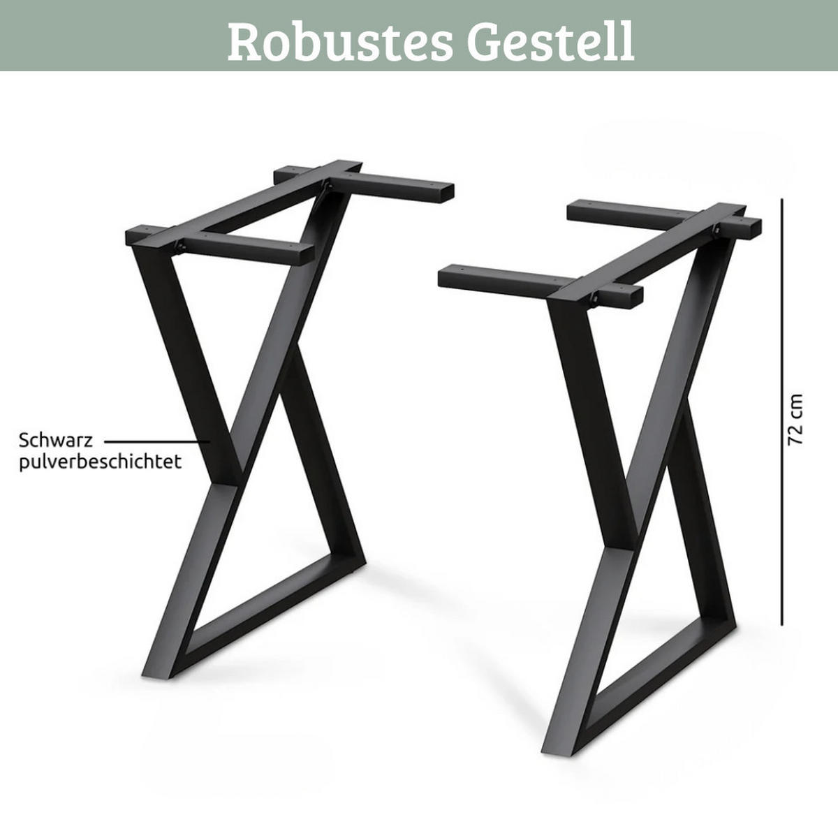 ESSTISCH Massivholz MEDO 180x100 cm Eichenholz Doppel-Dreieck Gestell - Braun, Holz/Metall (100/180/76cm) - DELUKE