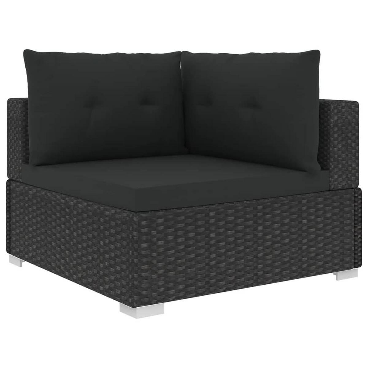 GARTEN-LOUNGE-SET 10Er Set Mit Auflagen Poly Rattan Schwarz - Schwarz, Kunststoff - vidaXL