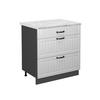 KÜCHENUNTERSCHRANK Fame-Line Weiß Landhaus 80 cm mit 3 Schubladen AP Marmor - Anthrazit/Creme, Holzwerkstoff (80/82/60cm) - Vicco