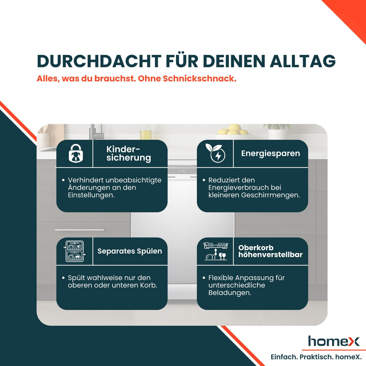 GESCHIRRSPÜLER DWFS601442A-S freistehend 60 cm, Spülmaschine - 14 Maßgedecke, 9 Programme, AquaStop, Unterbaufähig - Silberfarben/Schwarz, Kunststoff/Metall (59.8/84.5/60cm) - homeX
