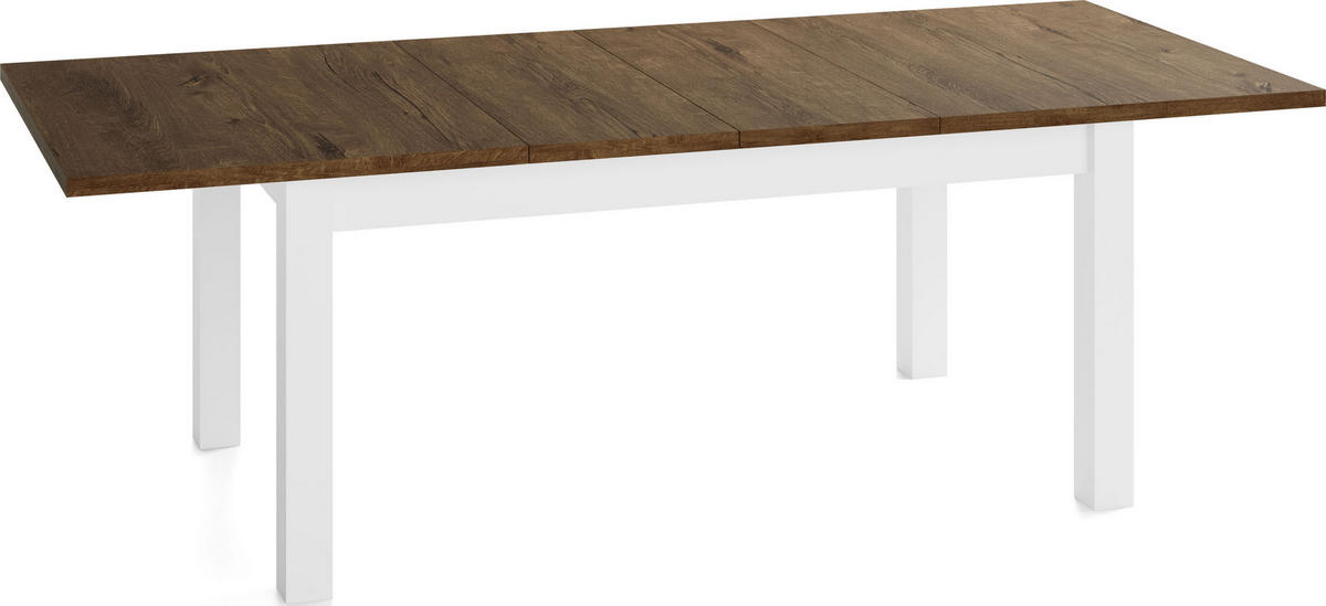 ESSTISCH Lindberg Weiß ausziehbar verlängerbar rechteckig, Eiche Braun Rustikal 160-240/90/77 cm - Alteiche/Weiß, Holz/Holzwerkstoff (160/90/77cm) - WFL GROUP