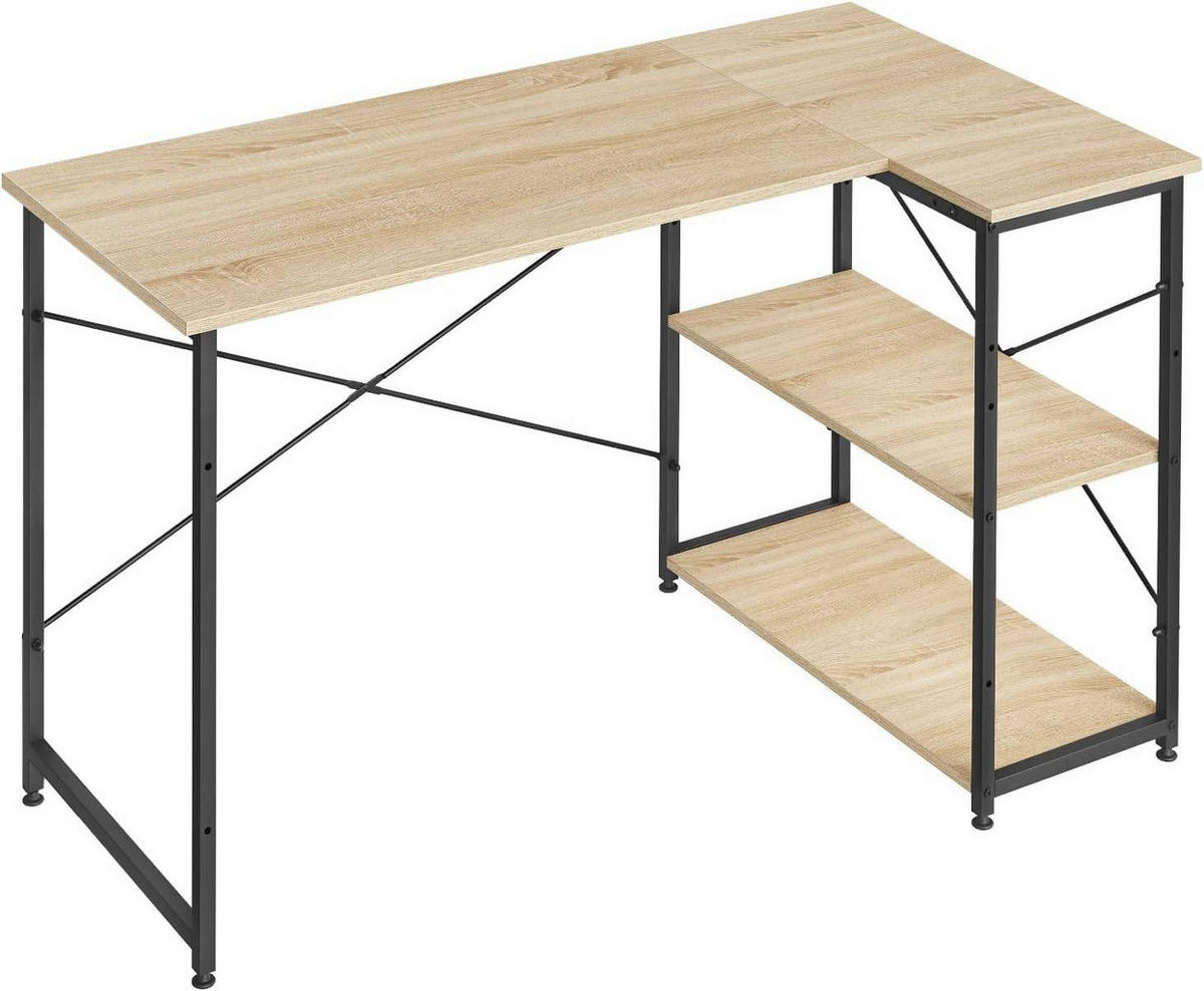 SCHREIBTISCH mit 2 Ablagen,120x73x72 cm, Helle Eiche - Eichefarben, Holzwerkstoff/Metall (72/120/72.5cm) - Woltu