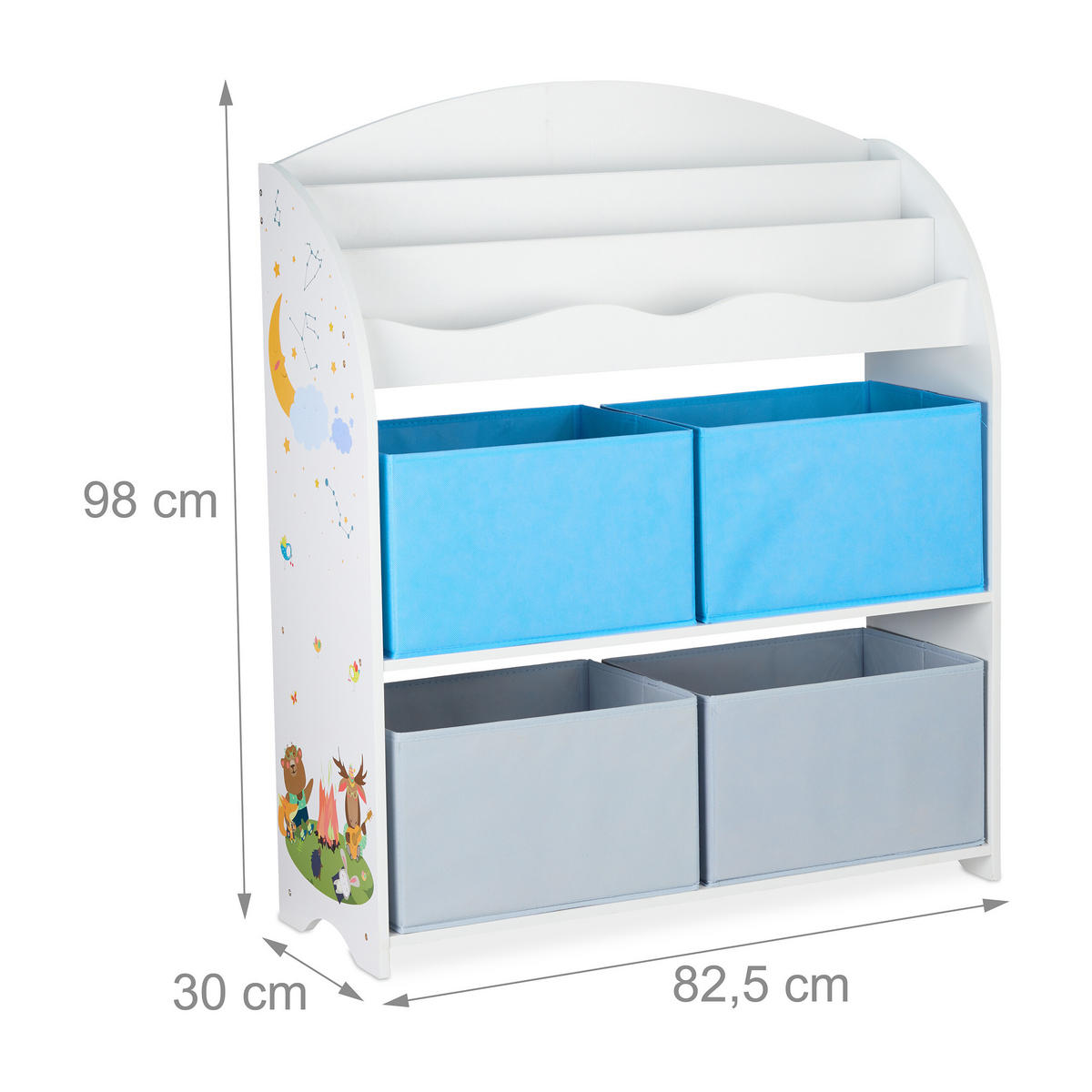 KINDERREGAL - Multicolor, Holzwerkstoff/Kunststoff (82.5/98/30cm) - Relaxdays