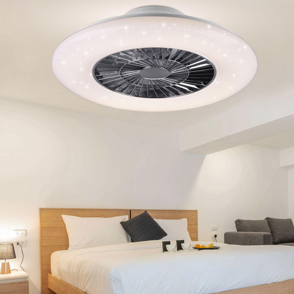 LED DECKENLEUCHTE Ventilator Weiß - Weiß, Metall (75/75/21cm)