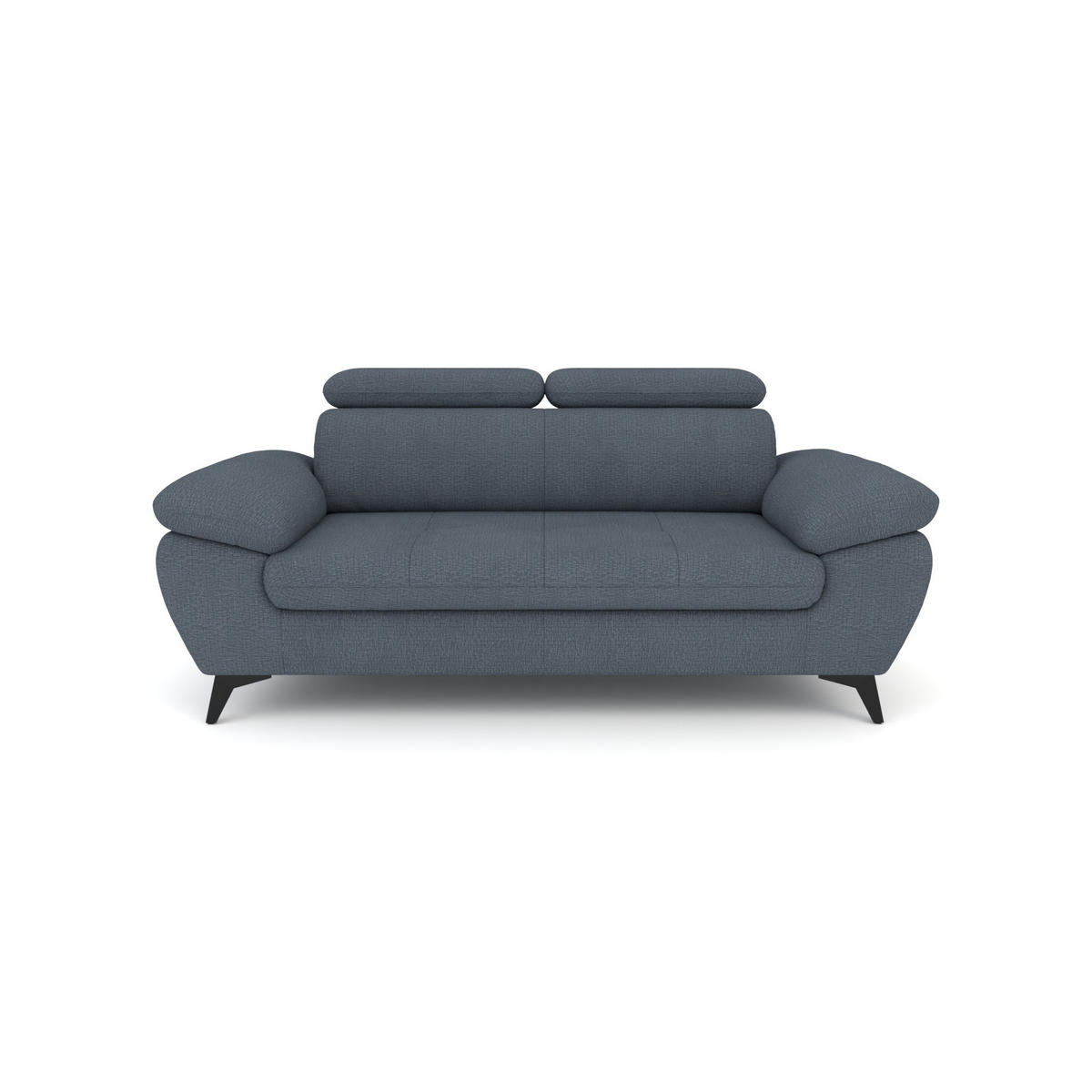 2,5-SITZER Karlstad Chenille Blau verstell. Kopfstützen B 194 cm - Blaugrau, Kunststoff/Textil (194/84/100cm) - foamnova