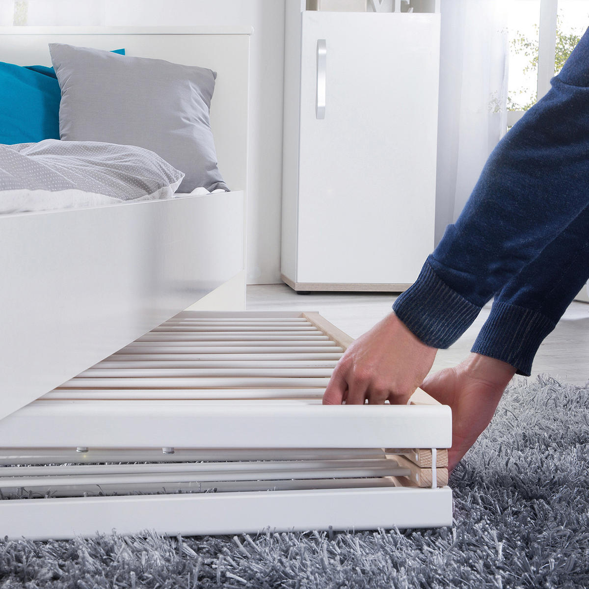 KLAPPBETT 60x120 cm bicolor - Weiß/Naturfarben, Holzwerkstoff (60/120cm) - Roba