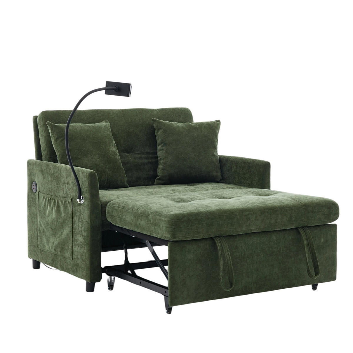 SCHLAFSESSEL DE-35222 mit USB und Tablethalter Grün - Grün, Metall (72/83.5/109cm) - ComfortXL