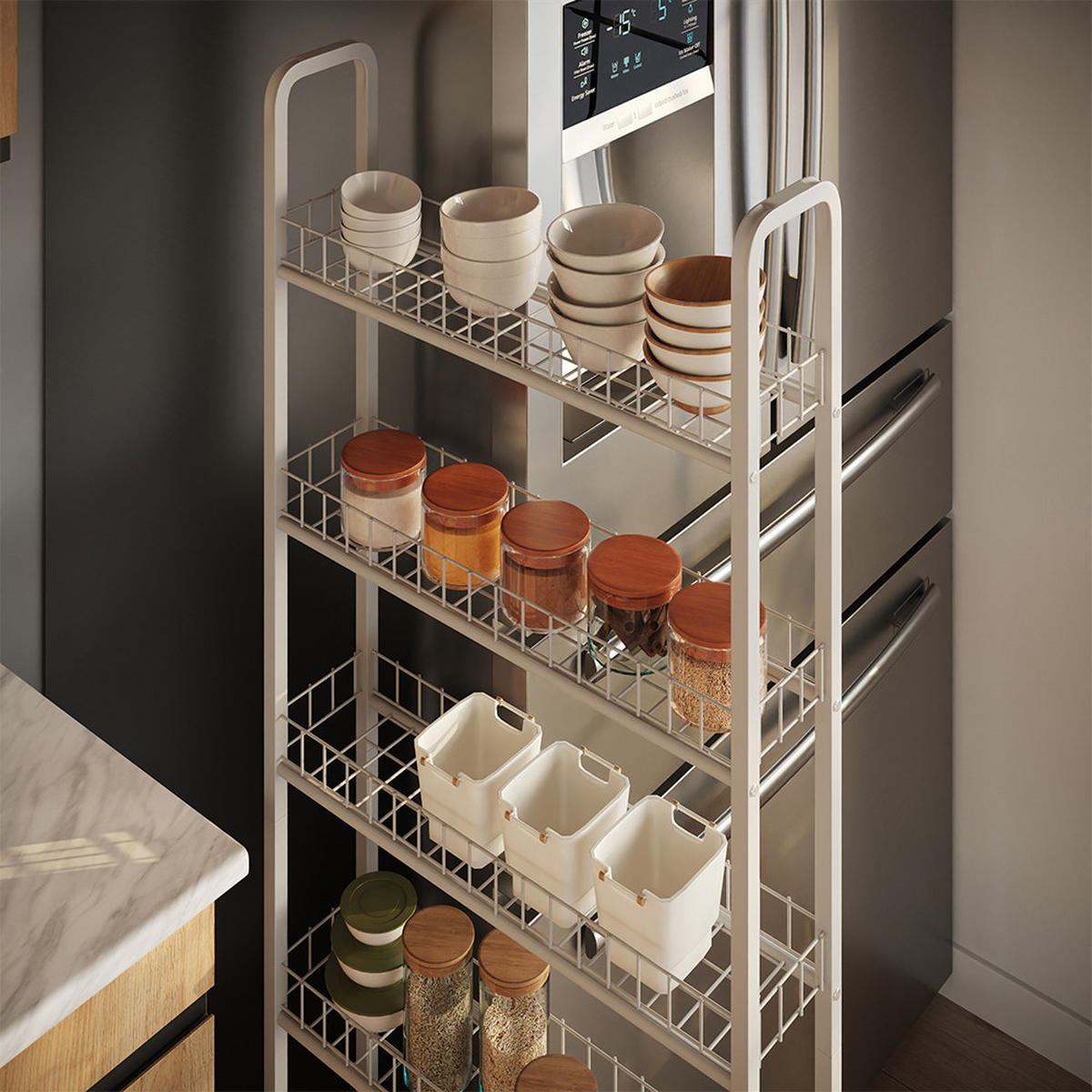 ROLLREGAL Rolivo Weiß 58 x 15 cm mit 6 Fächern - Weiß, Metall (58/155.5/15cm) - Vicco