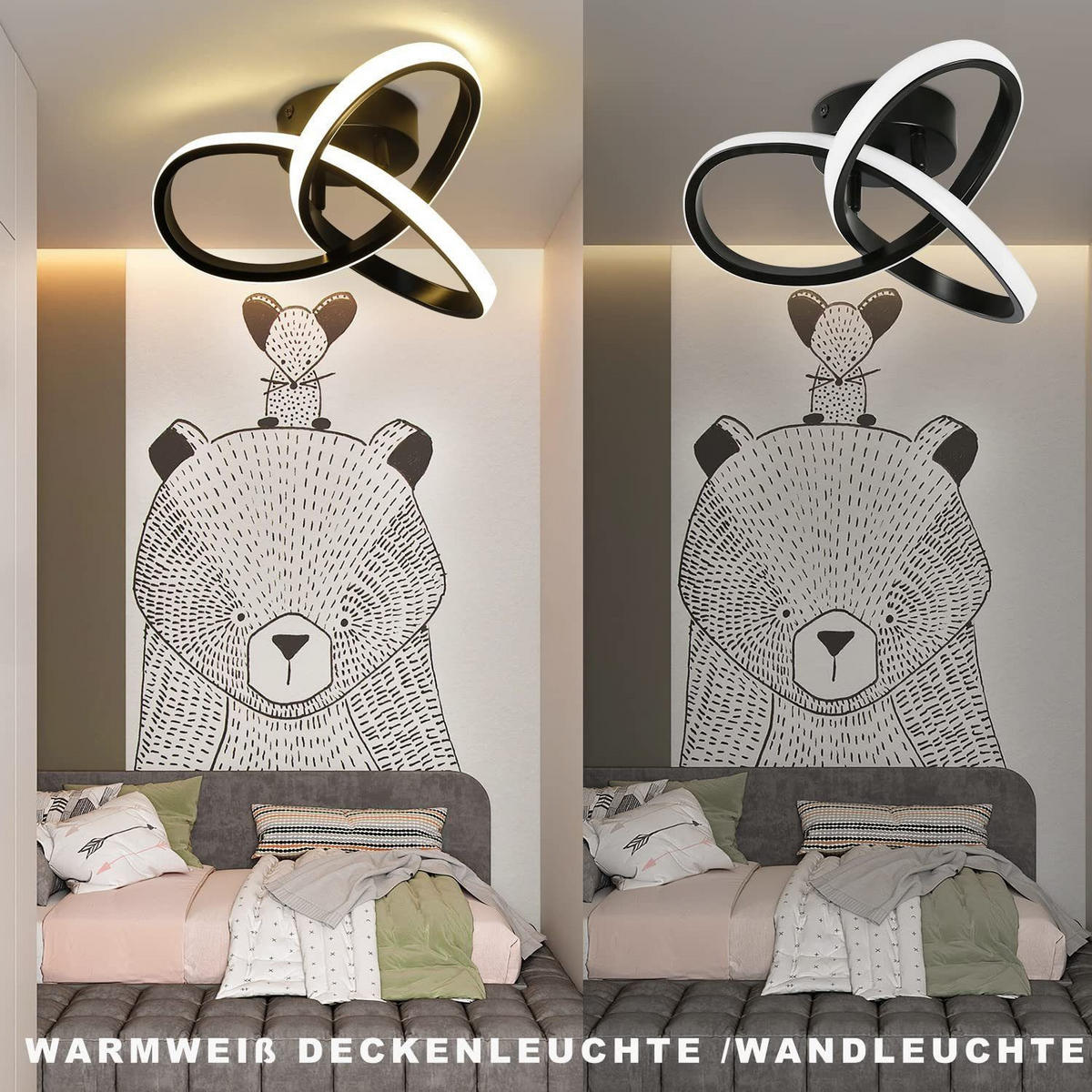 LED-DECKENLEUCHTE Möbius 25.5/25.5/12 cm - Schwarz, Kunststoff (25.5/25.5/12cm) - Nettlife