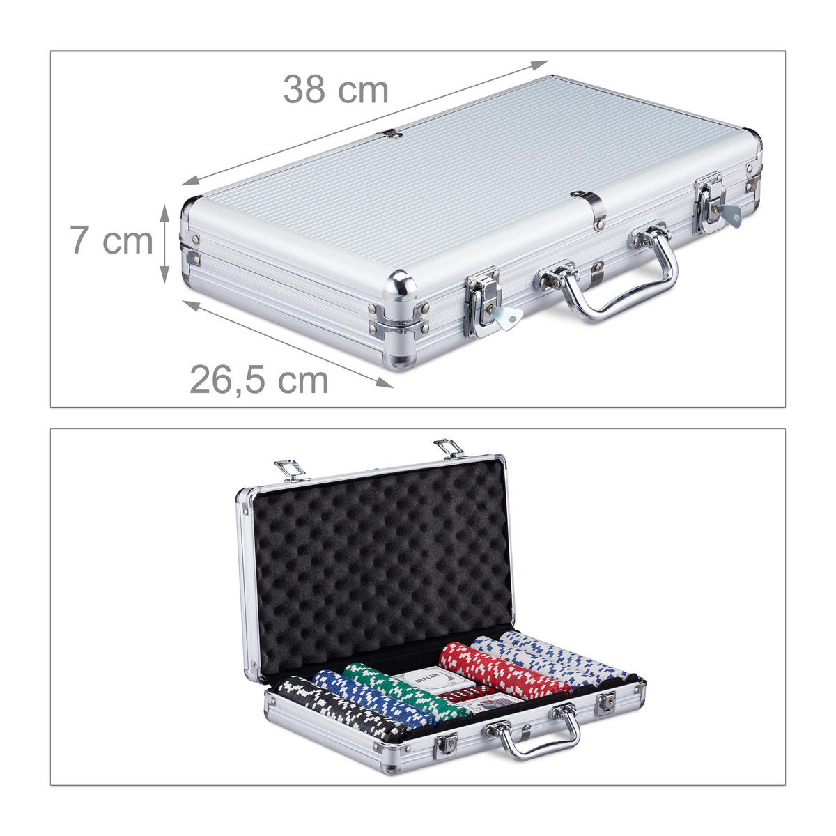 POKERKOFFER - Multicolor, Kunststoff/Metall (38/7cm) - Relaxdays