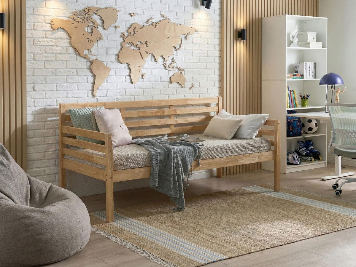 PAT DE ZI lemn 90/200 cm culoare naturală Theza - culoare naturală, lemn (90/200cm) - Beliani