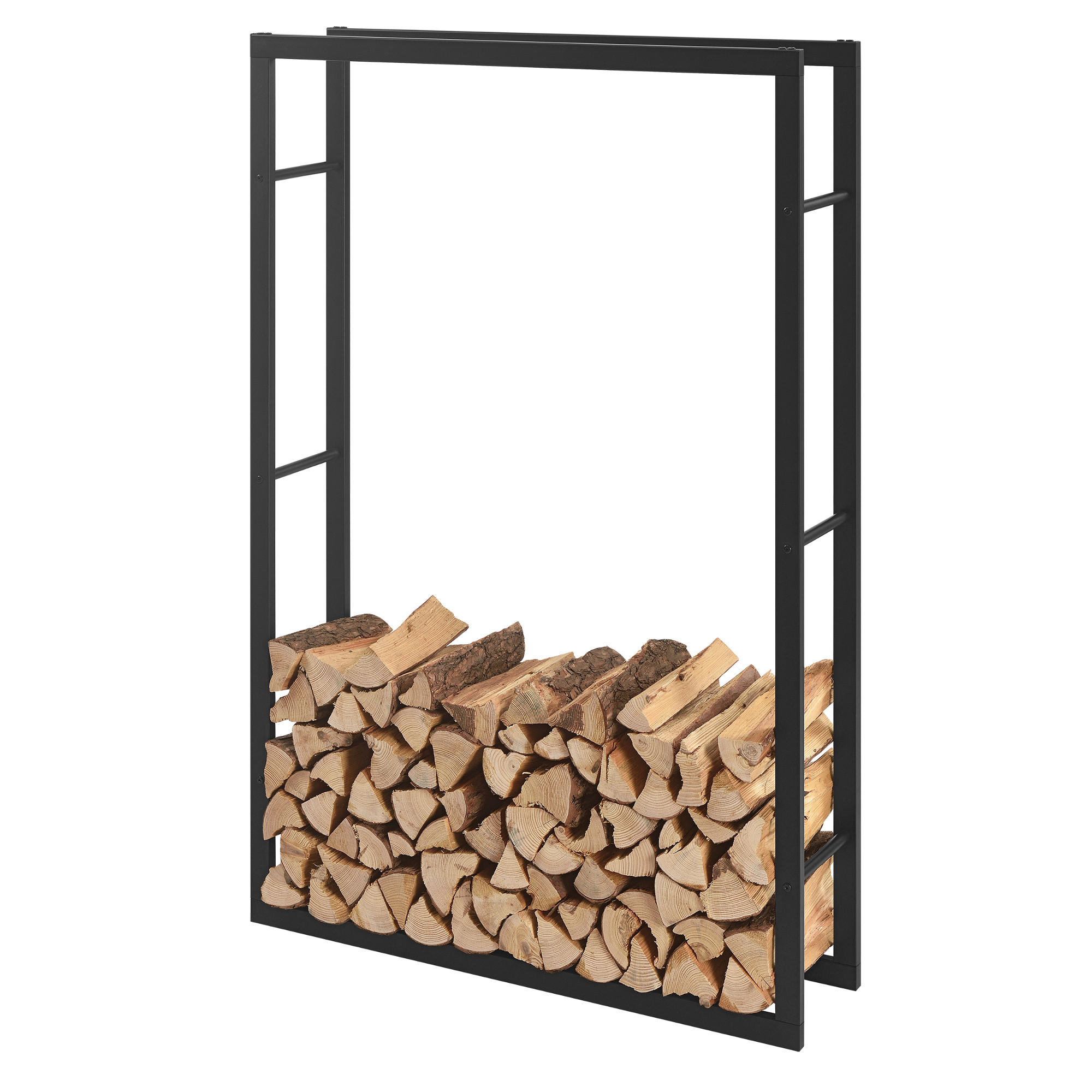 KAMINHOLZREGAL Täby - Schwarz, Metall (100/150/25cm) - [en.casa]